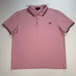 Fred Perry Polo Men's XL Pink 100% Cotton Logo Embroidery Preppy Shirt M3600